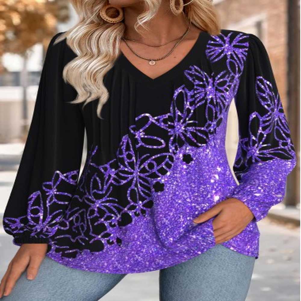 modlily purple tummy coverage butterfly print long sleeve blouse