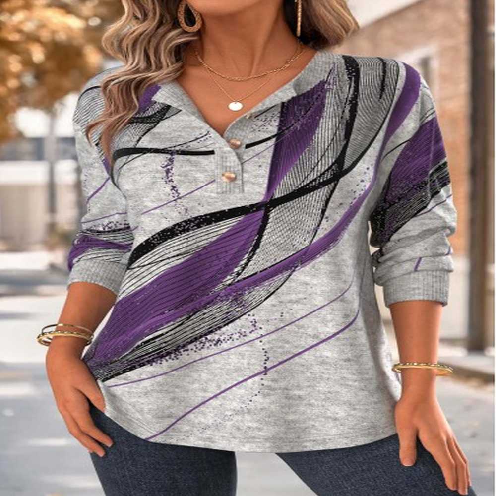 modlily purple tummy coverage geometric print long sleeve sweatshirt