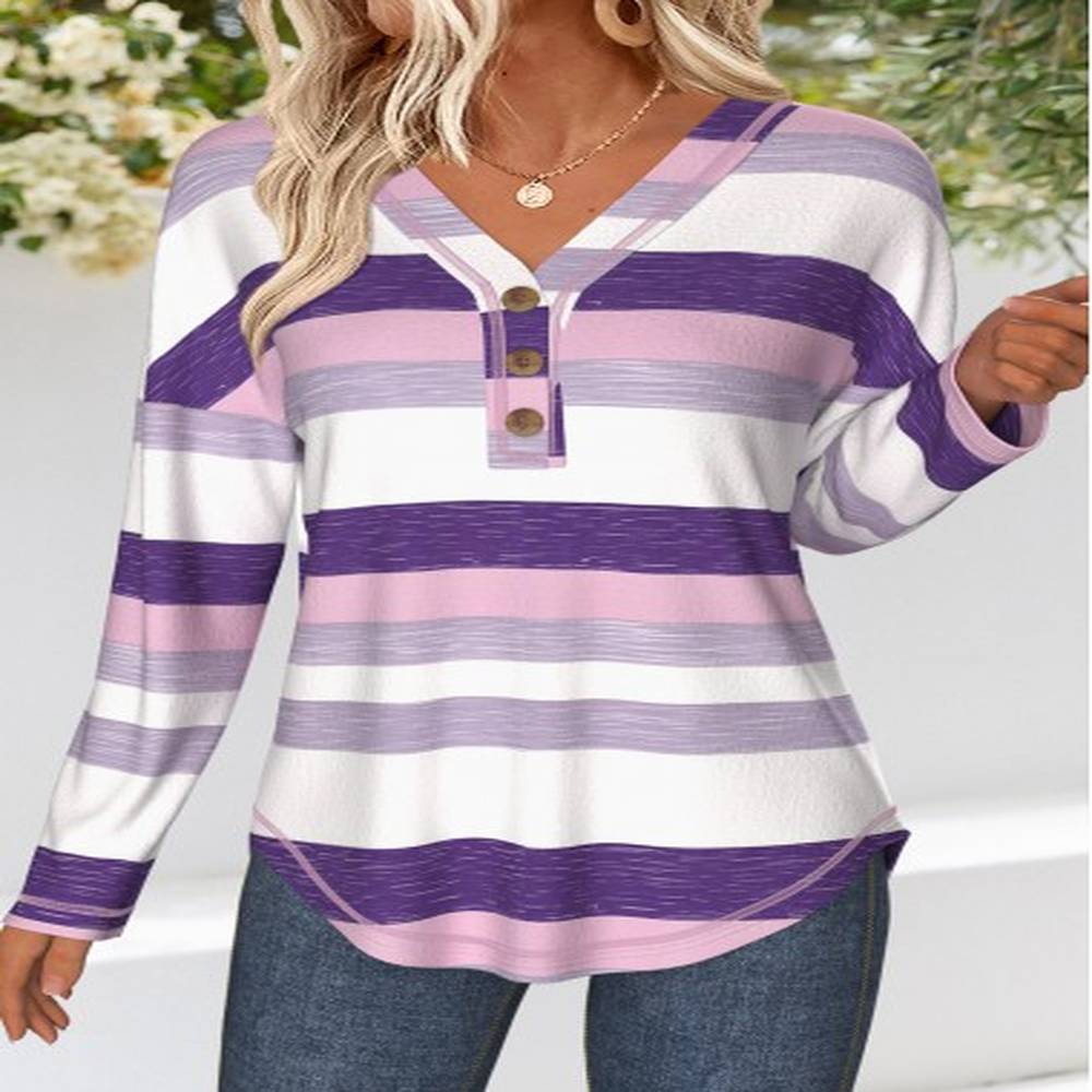 modlily purple tummy coverage multi stripe print t shirt