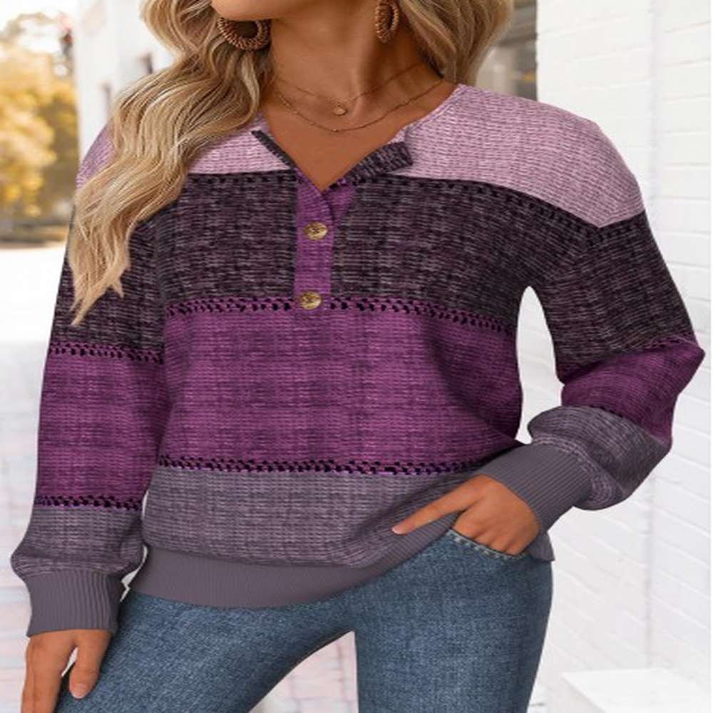modlily purple tummy coverage striped long sleeve sweatshirt s
