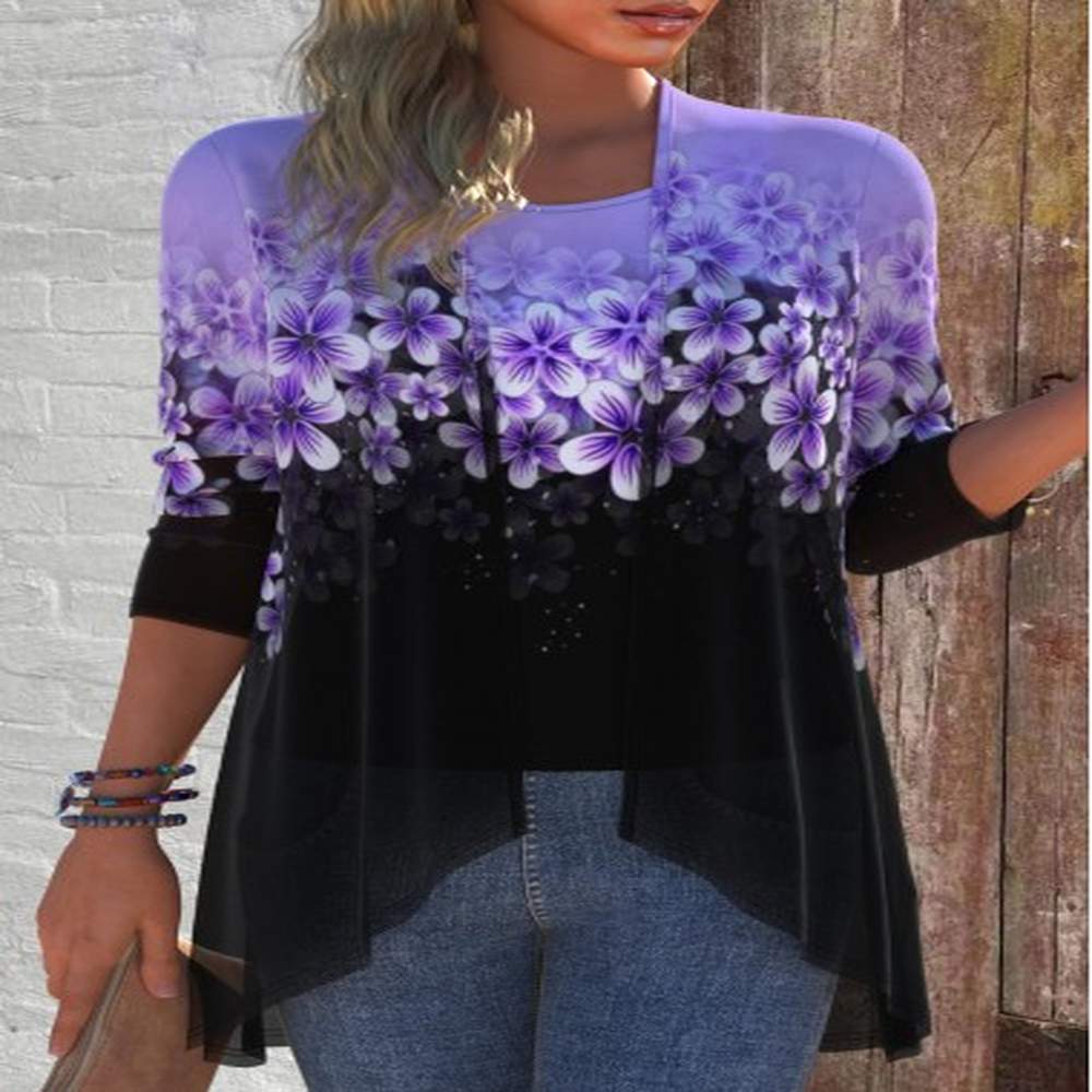 modlily purple two piece floral print cardigan and tank top