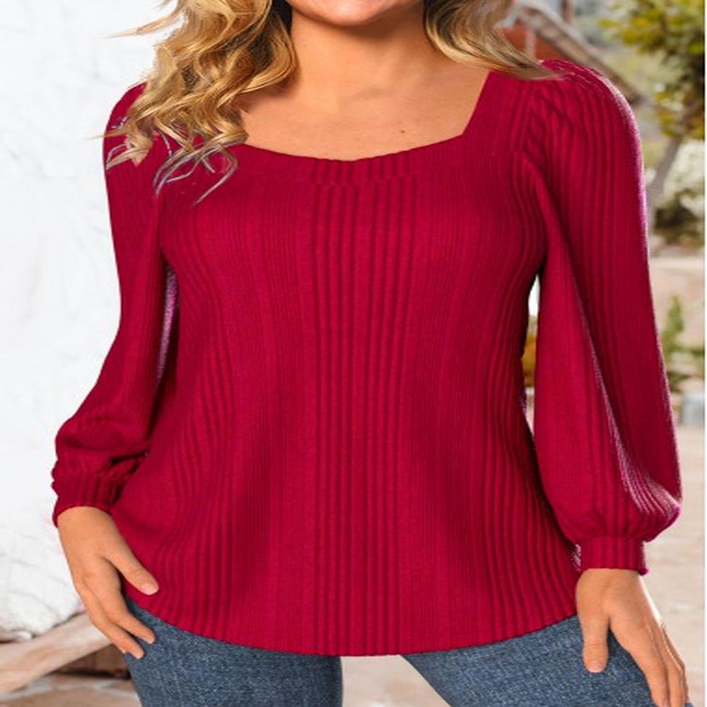 modlily red long sleeve square neck sweatshirt xxl