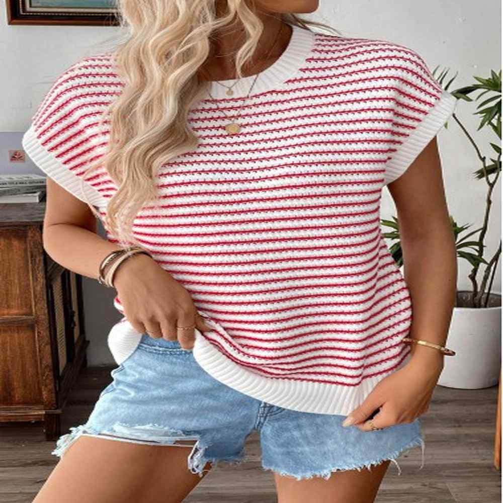 modlily red short sleeve round neck t shirt xl