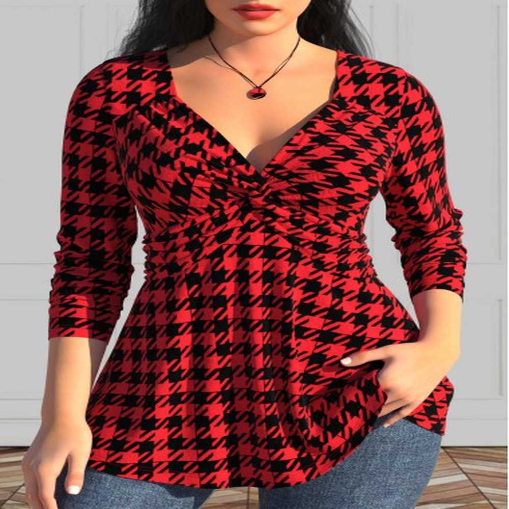 modlily red twist geometric print long sleeve t shirt