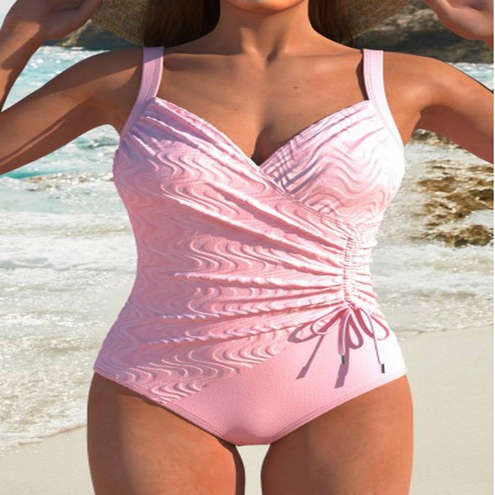 modlily ruched detail pink one piece swimdress xxl