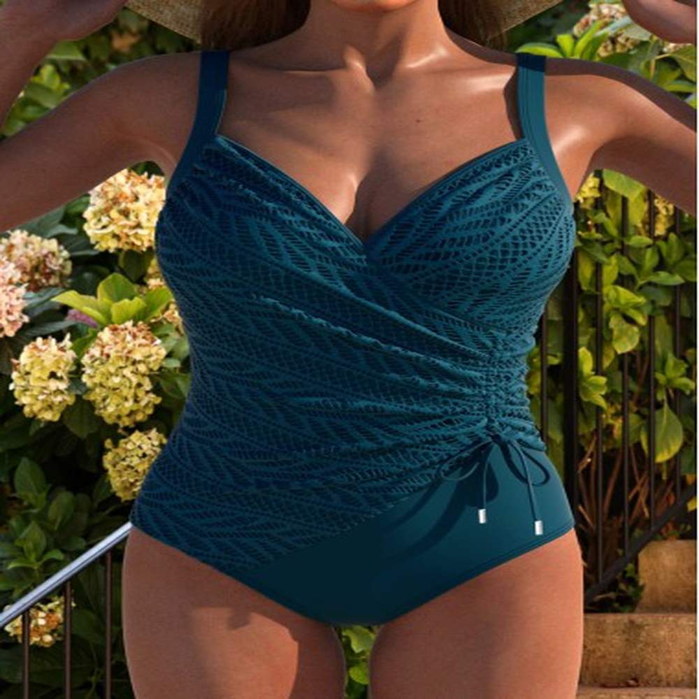 modlily ruched peacock blue one piece swimwear m
