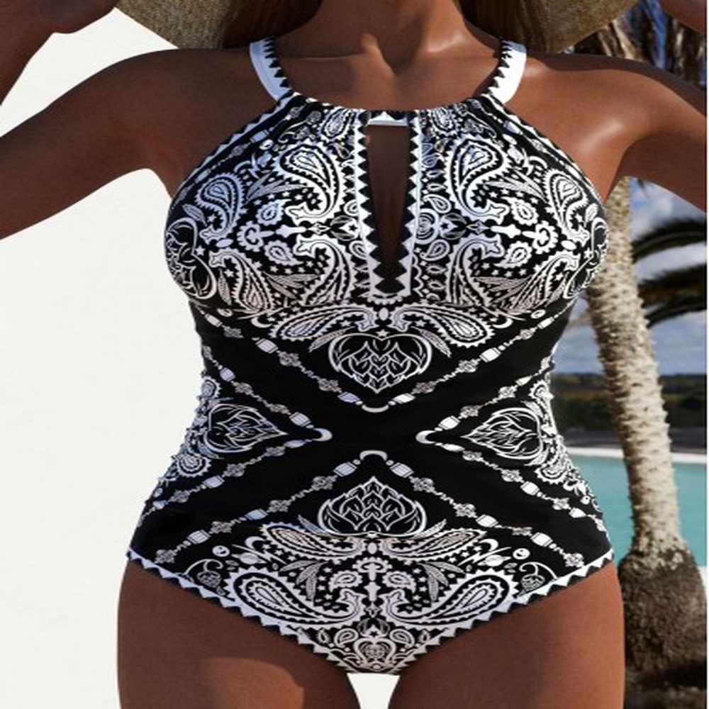modlily ruched tribal print black one piece swimwear m