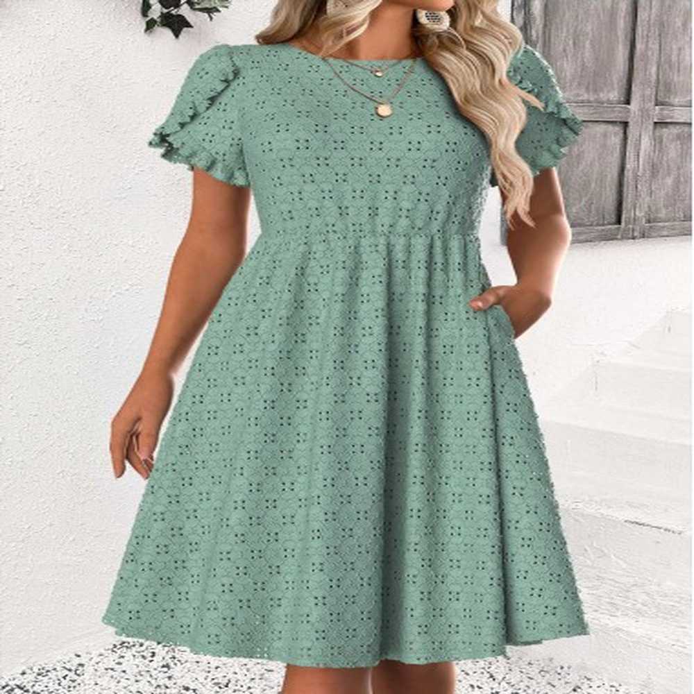 modlily sage green short sleeve round neck dress xl