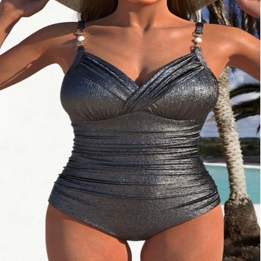 modlily silver hot stamping one piece swimwear m