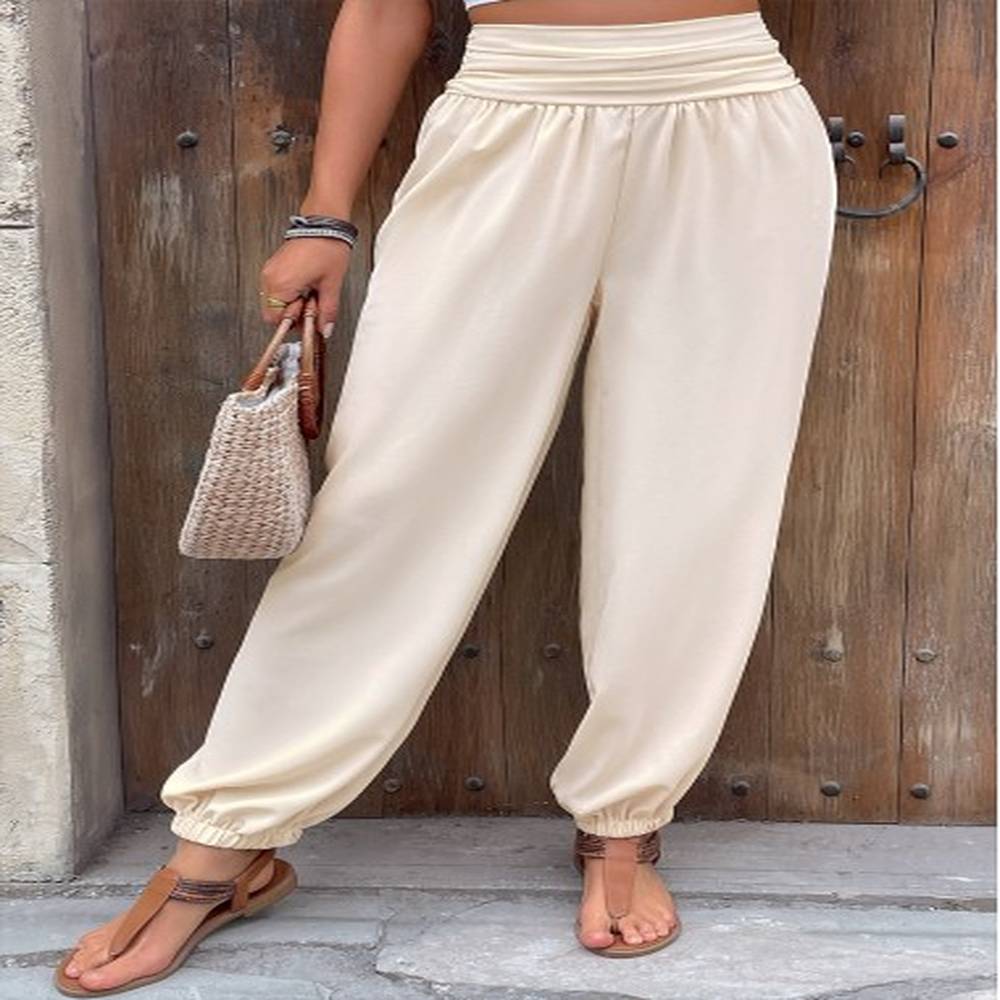 modlily skin color jogger elastic waist high waisted pants