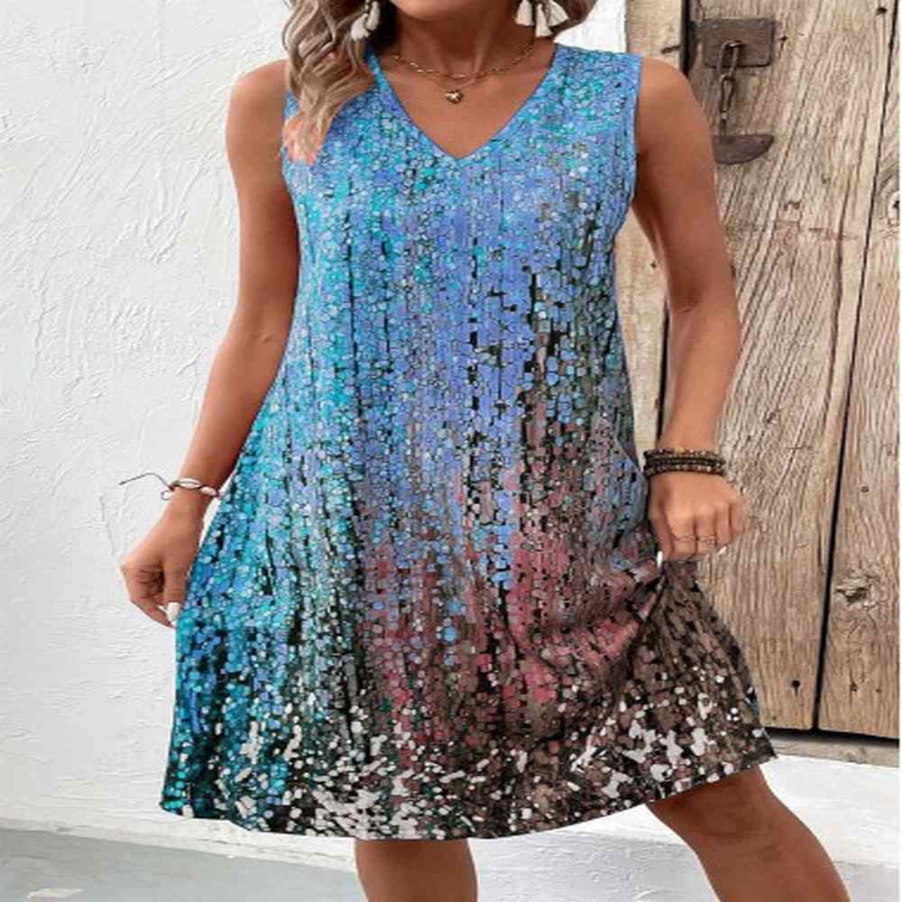 modlily sky blue lightweight ombre a line sleeveless dress