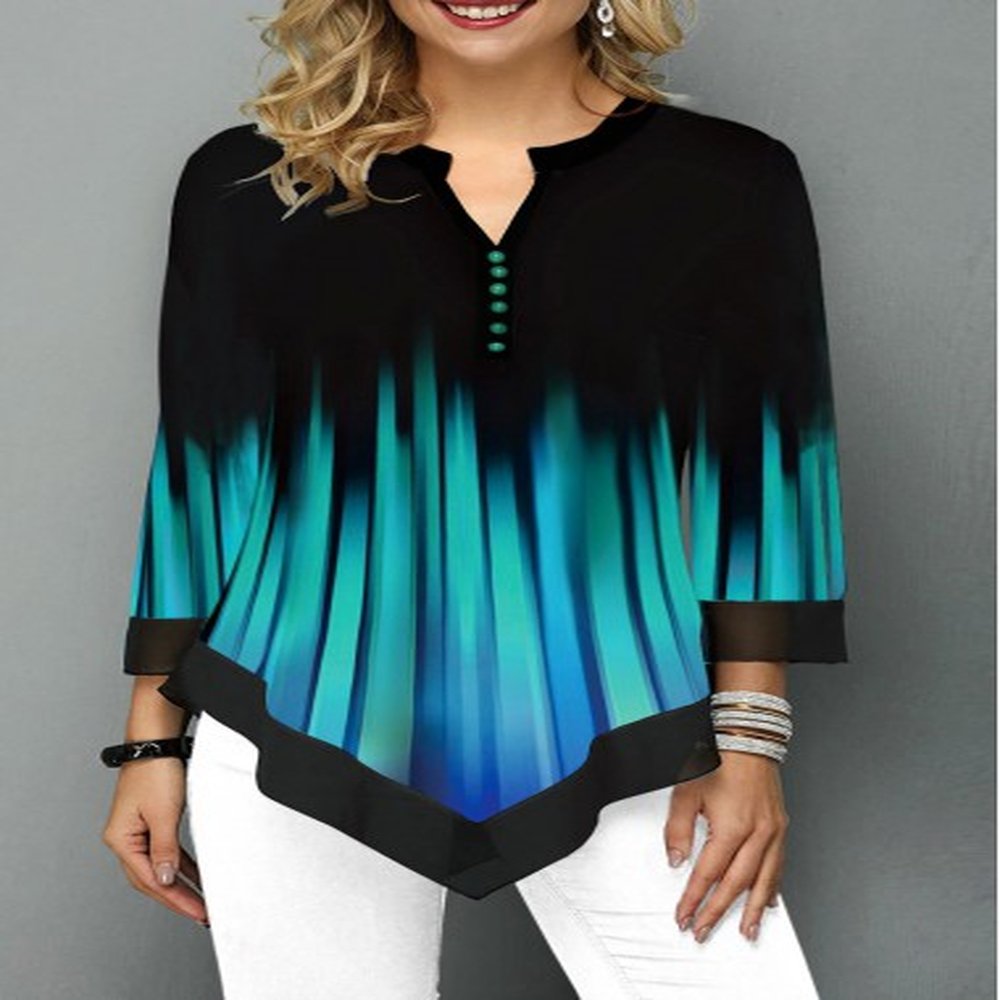 modlily sleeve split neck button detail front asymmetric hem