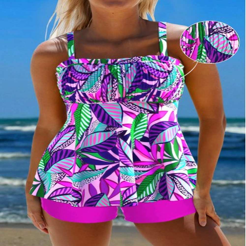 modlily smocked floral print hot pink tankini set s