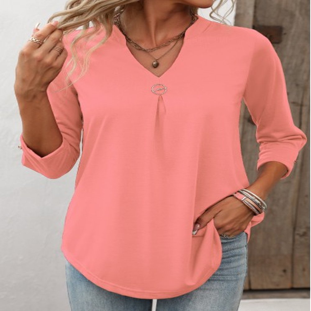 modlily split neck pink circular ring t shirt m