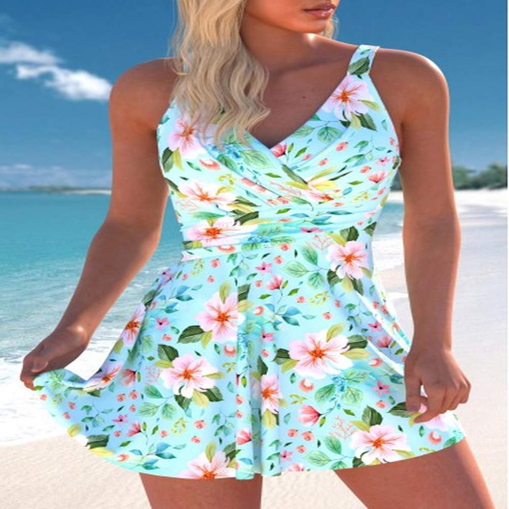 modlily surplice floral print mint green tankini set xxl