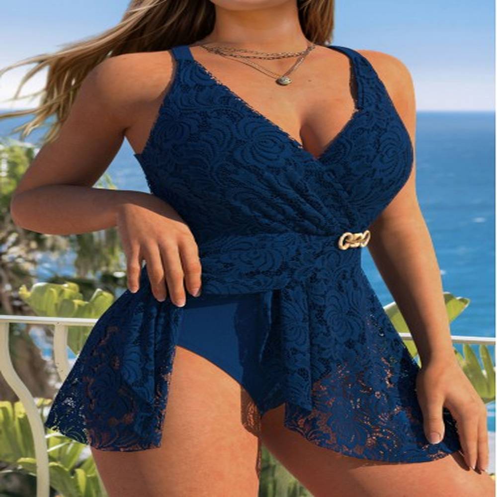modlily surplice lace navy one piece swimdress s