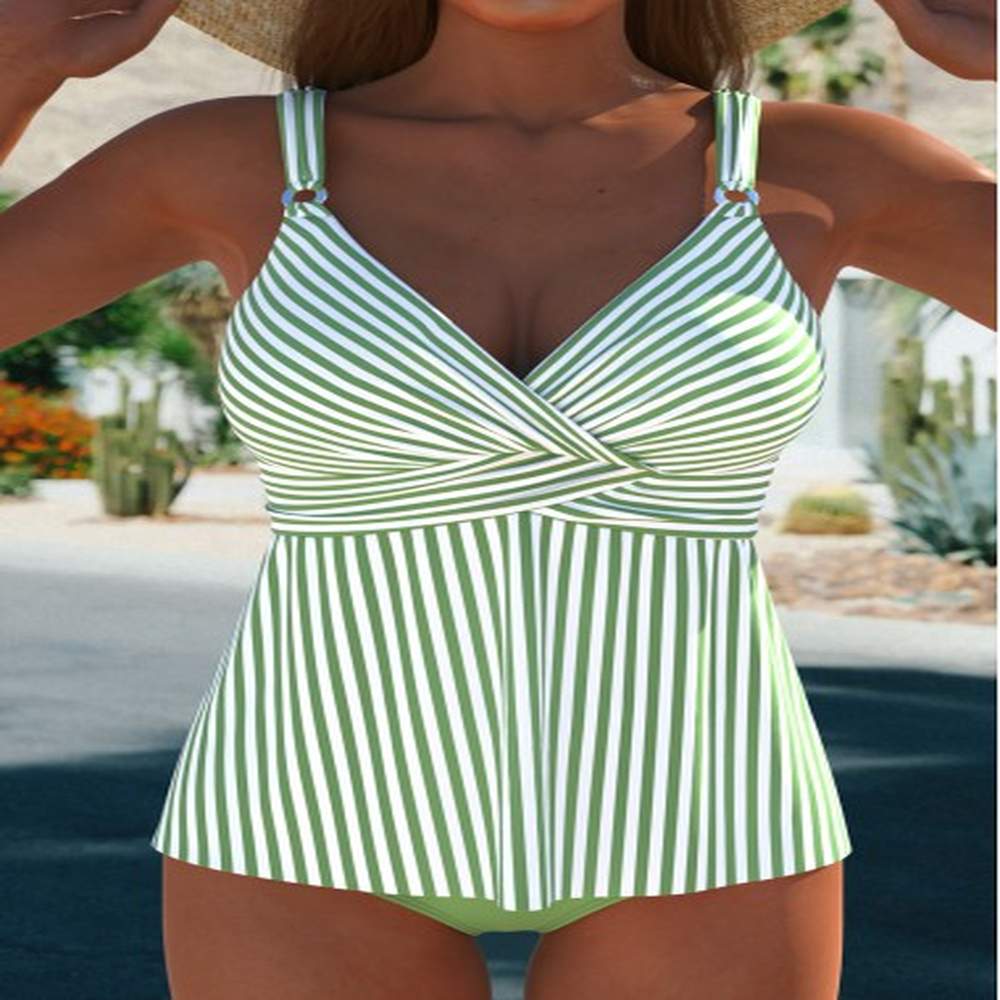 modlily surplice striped sage green tankini set m
