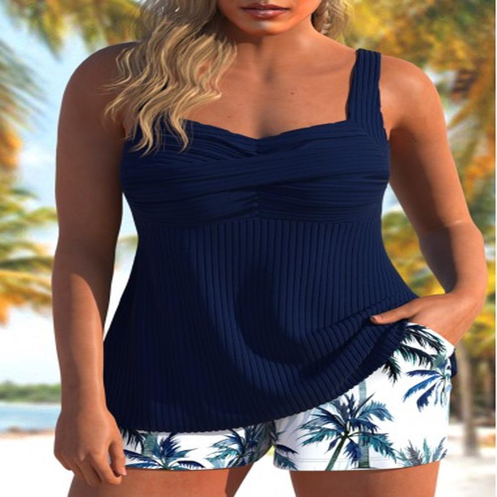 modlily surplice tropical plants print navy tankini set s