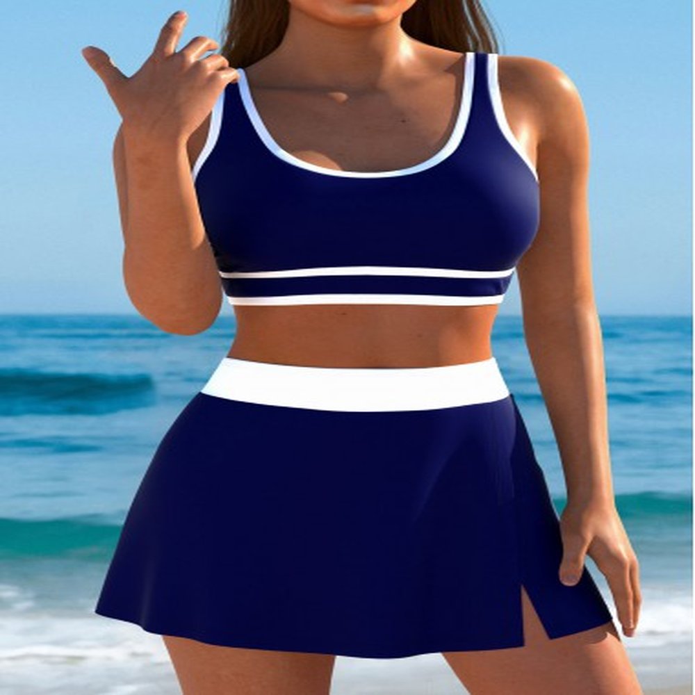 modlily thigh slimmer high waisted royal blue bikini set