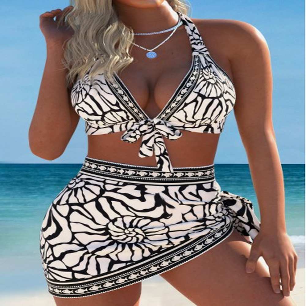modlily thigh slimmer mid waisted marine life print bikini set