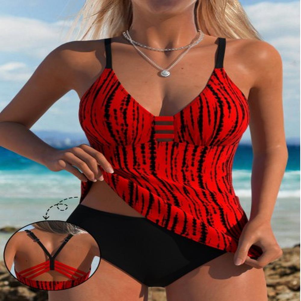 modlily tie dye print red tankini top m