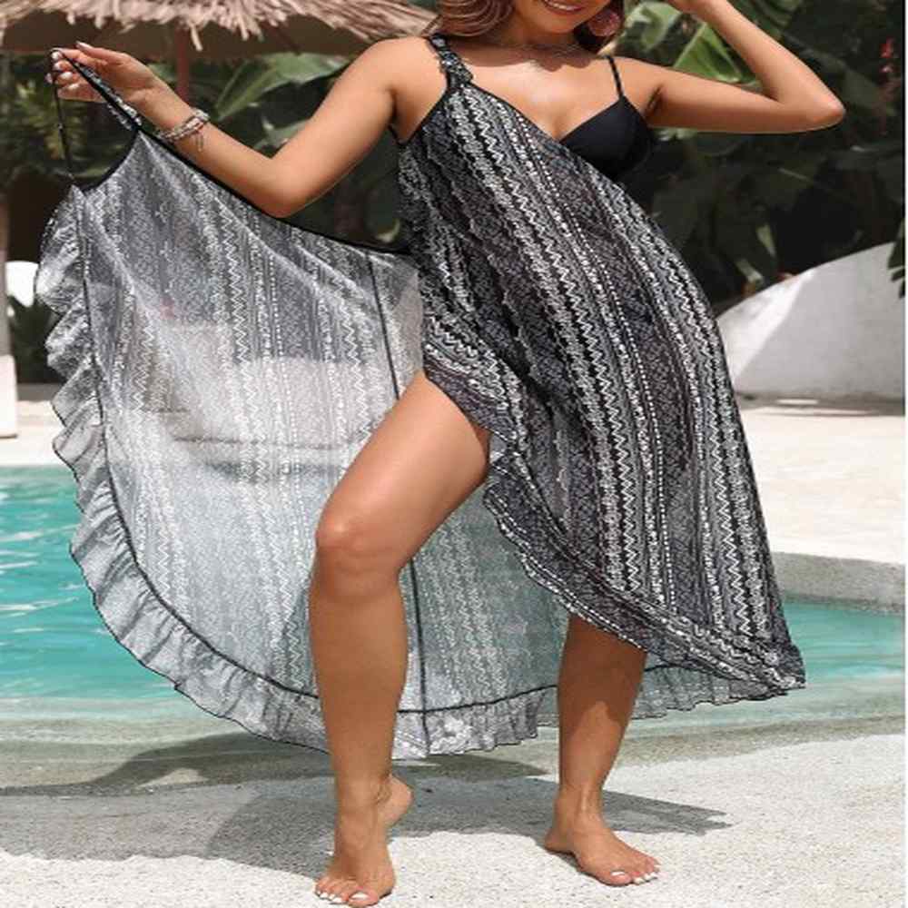modlily tribal print black criss cross cover up xl