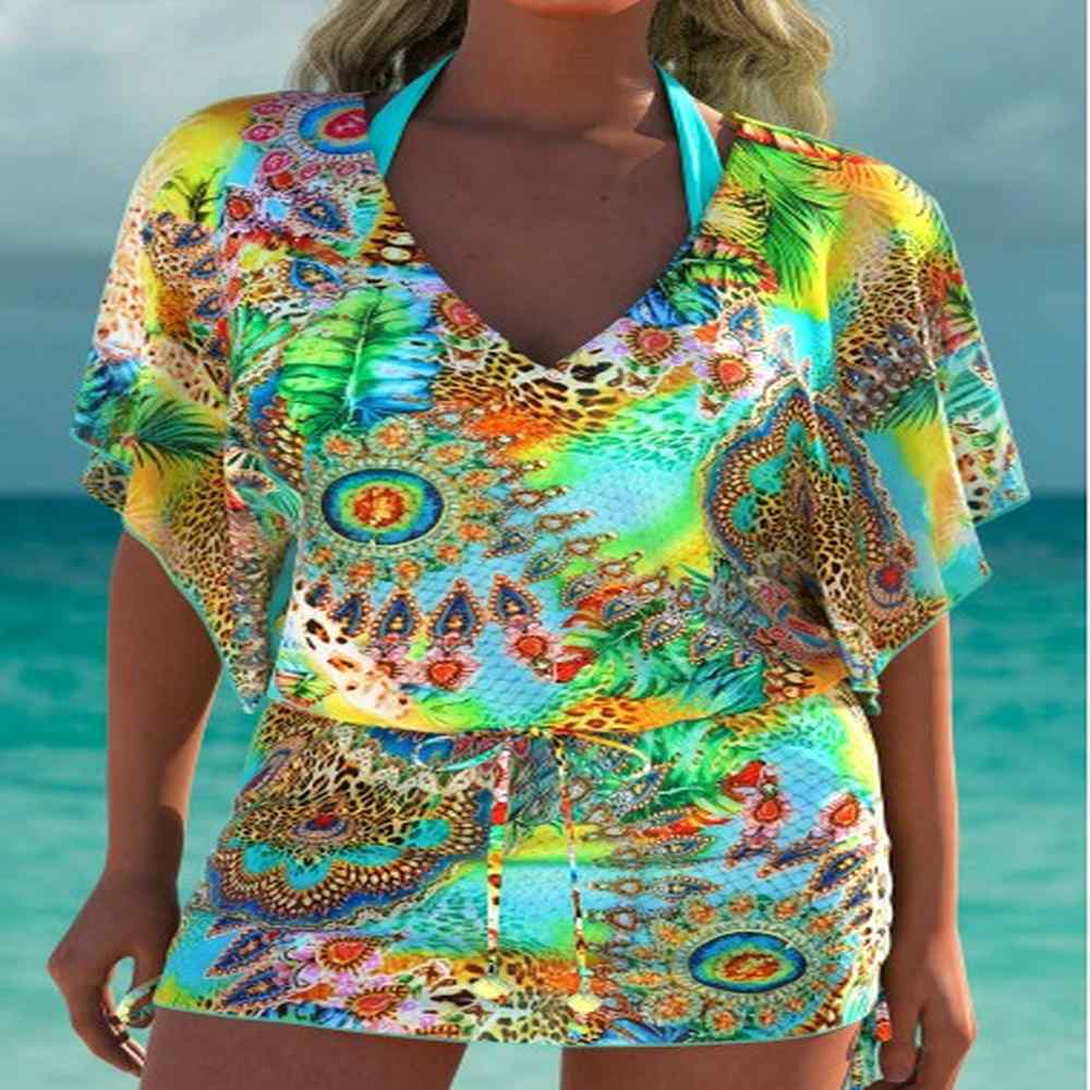modlily tropical plants print green cover up m