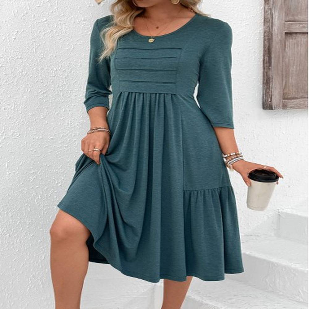 modlily turquoise zipper sleeve round neck dress xxl