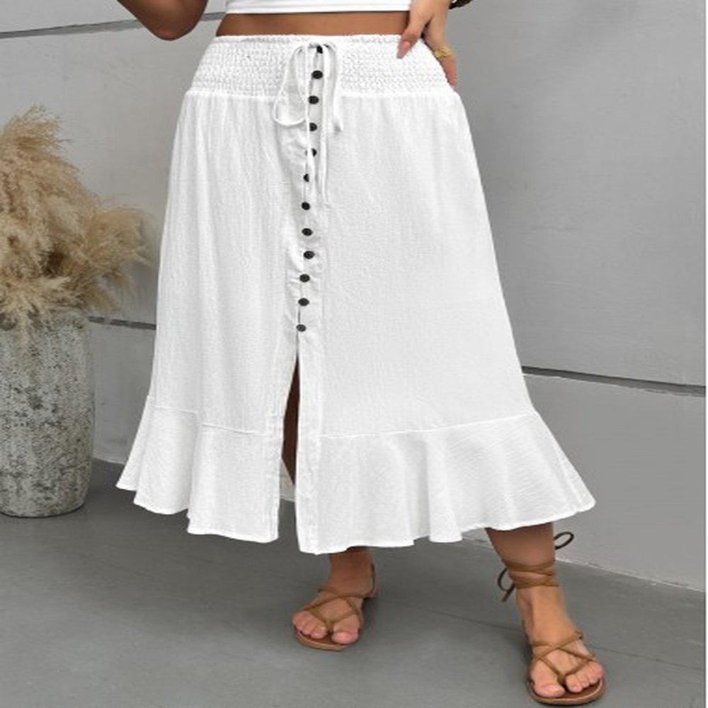 modlily white a line elastic waist skirt m