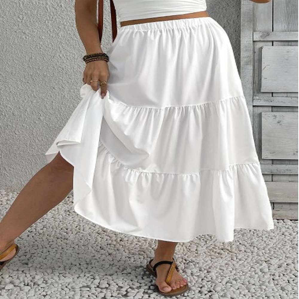 modlily white a line elastic waist skirt s