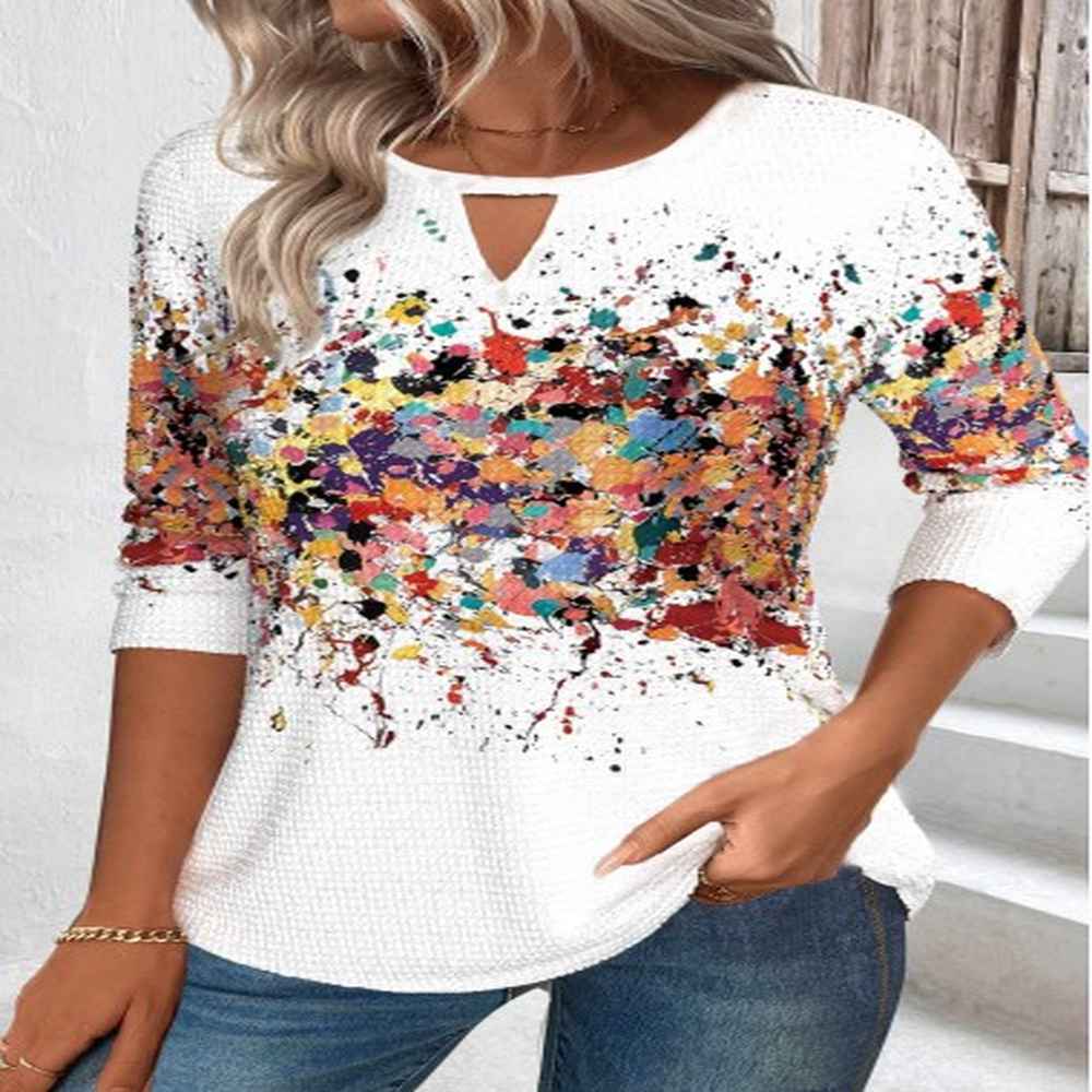 modlily white cut out ombre long sleeve t shirt