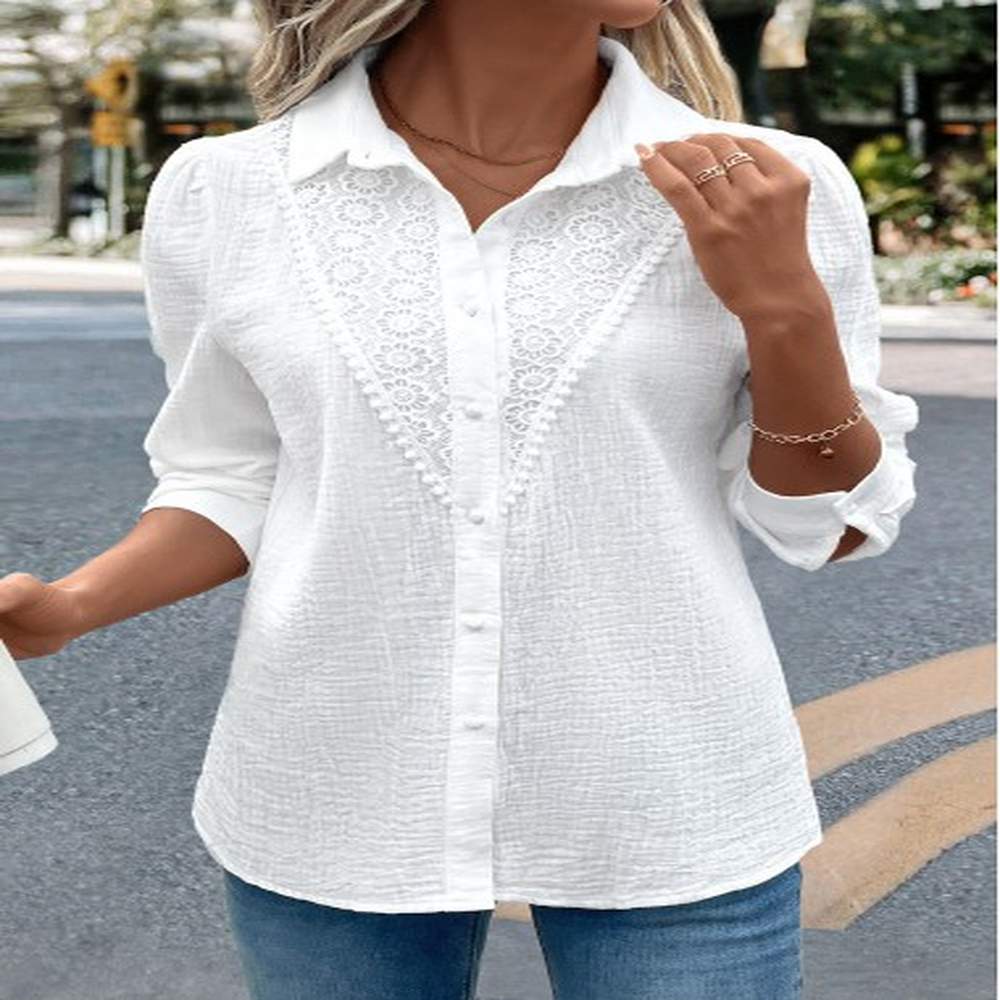 modlily white embroidery long sleeve tunic shirt s
