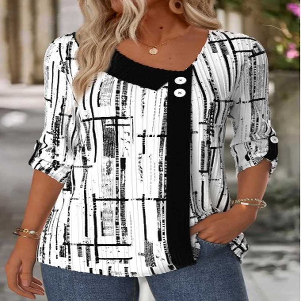 modlily white geometric print shirt l