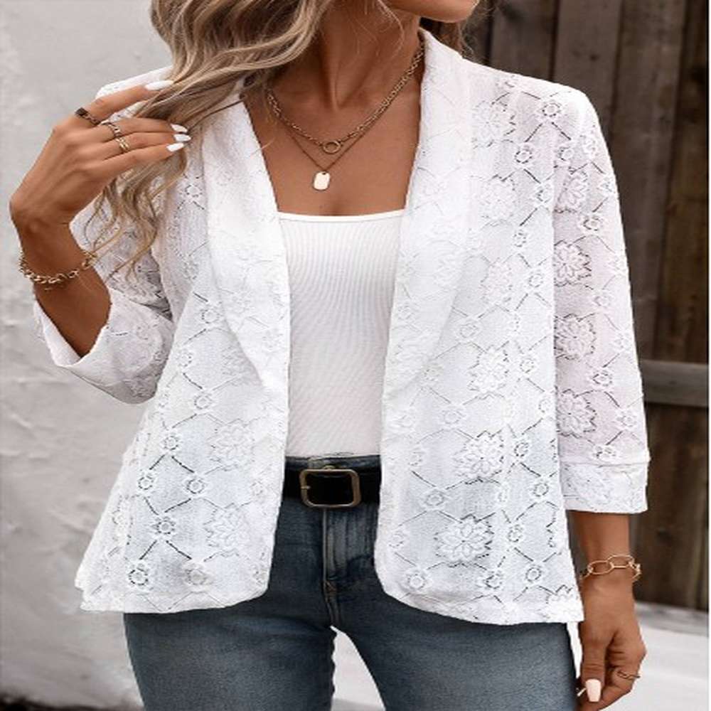 modlily white lace sleeve light cardigan s