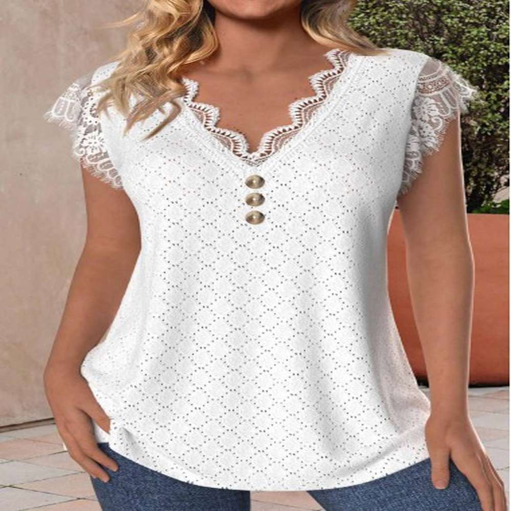 modlily white lace v neck tank top xl