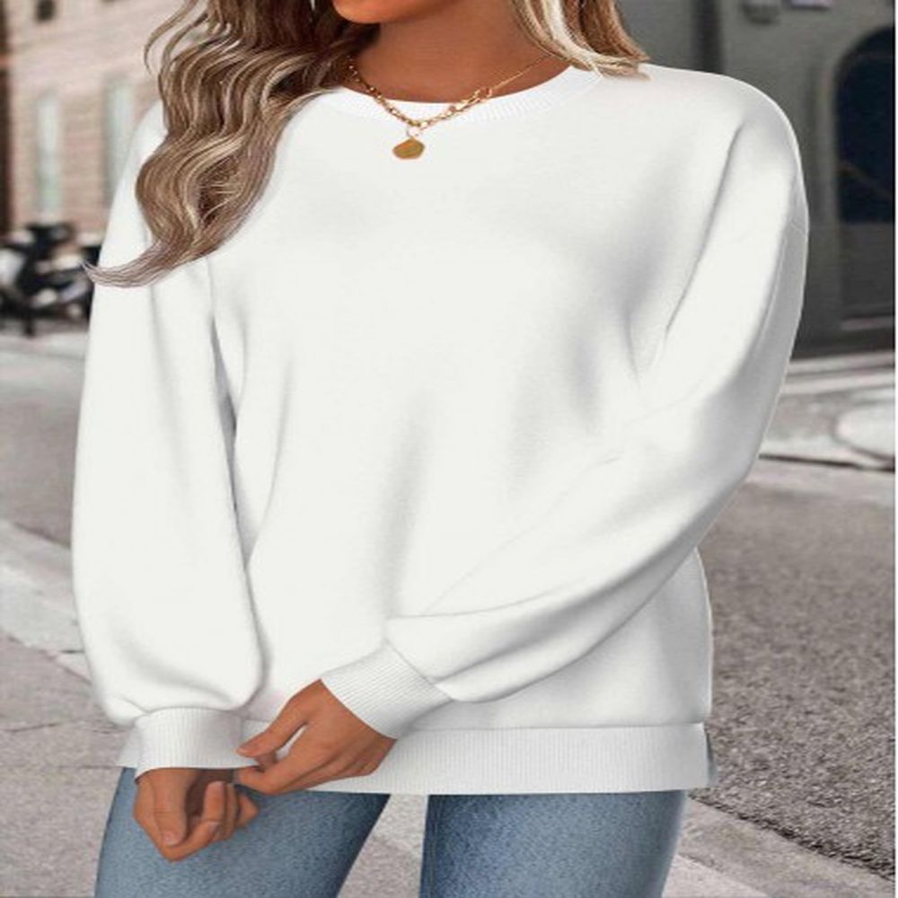 modlily white long sleeve round neck sweatshirt xl
