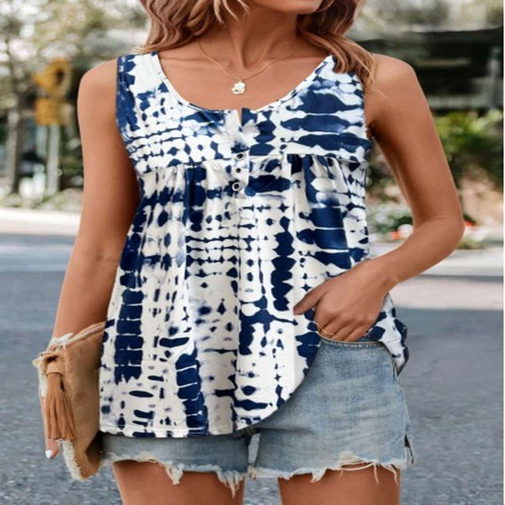 modlily white ruched tie dye print tank top m