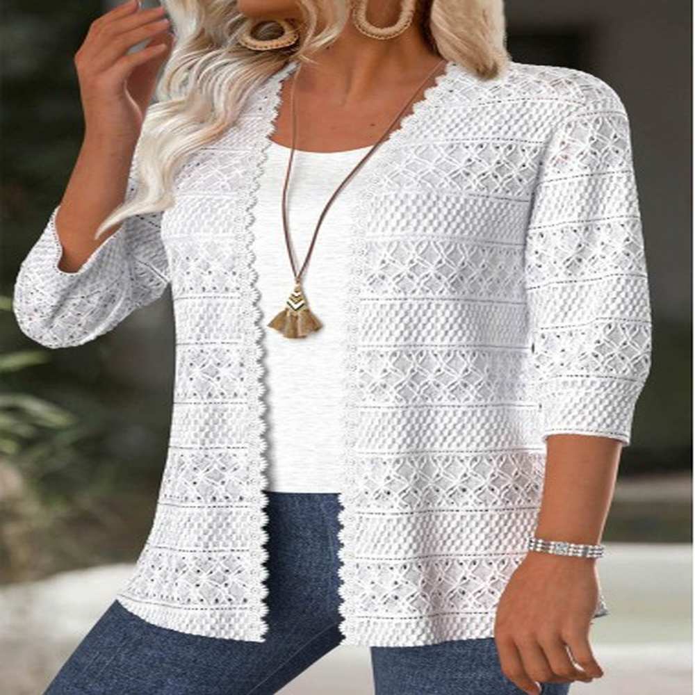 modlily white sleeve texture light cardigan xl