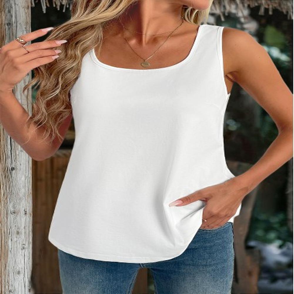 modlily white sleeveless square neck tank top s