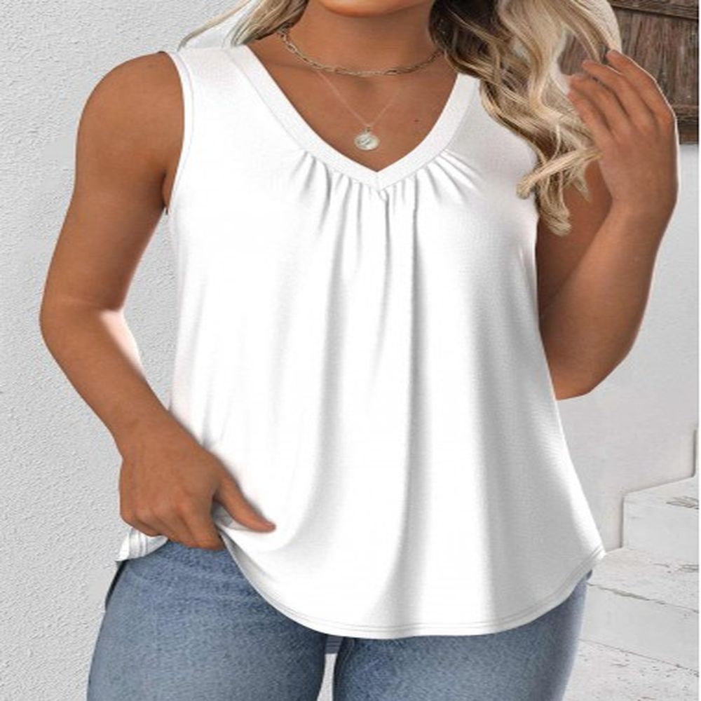 modlily white sleeveless v neck tank top xxl