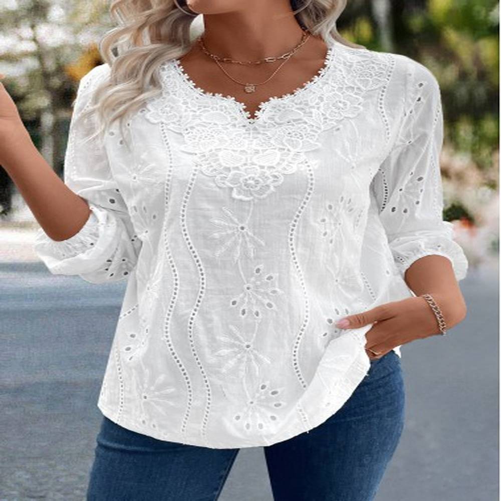 modlily white split detail long sleeve blouse s
