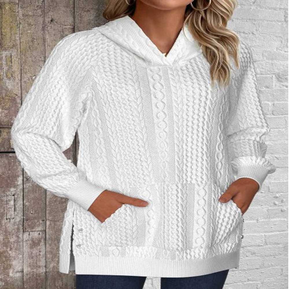 modlily white split long sleeve pocket hoodie l