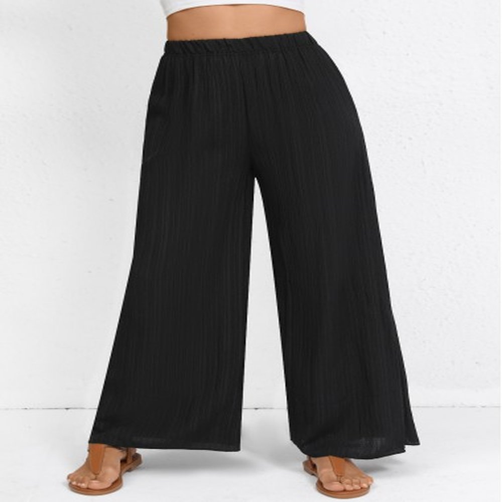modlily wide leg elastic waist high waisted black pants