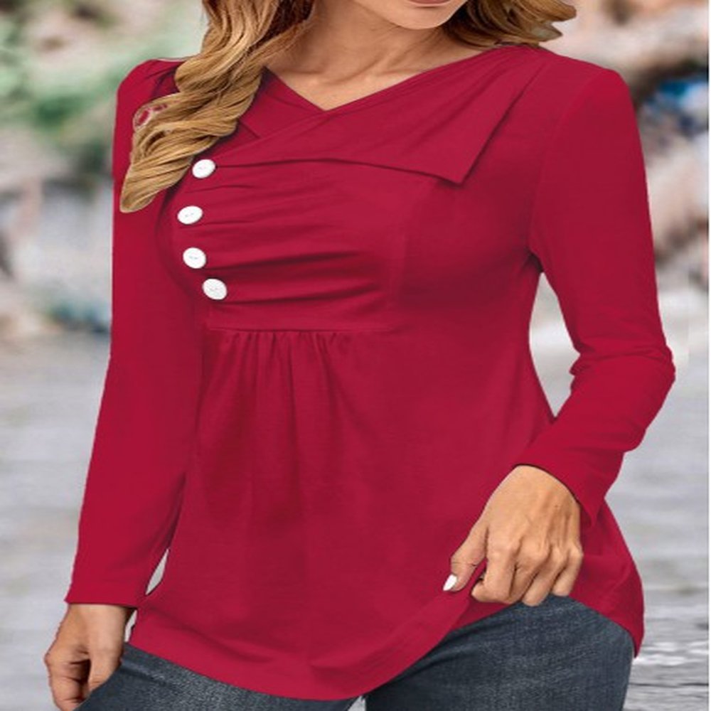 modlily wine red asymmetry long sleeve t shirt m