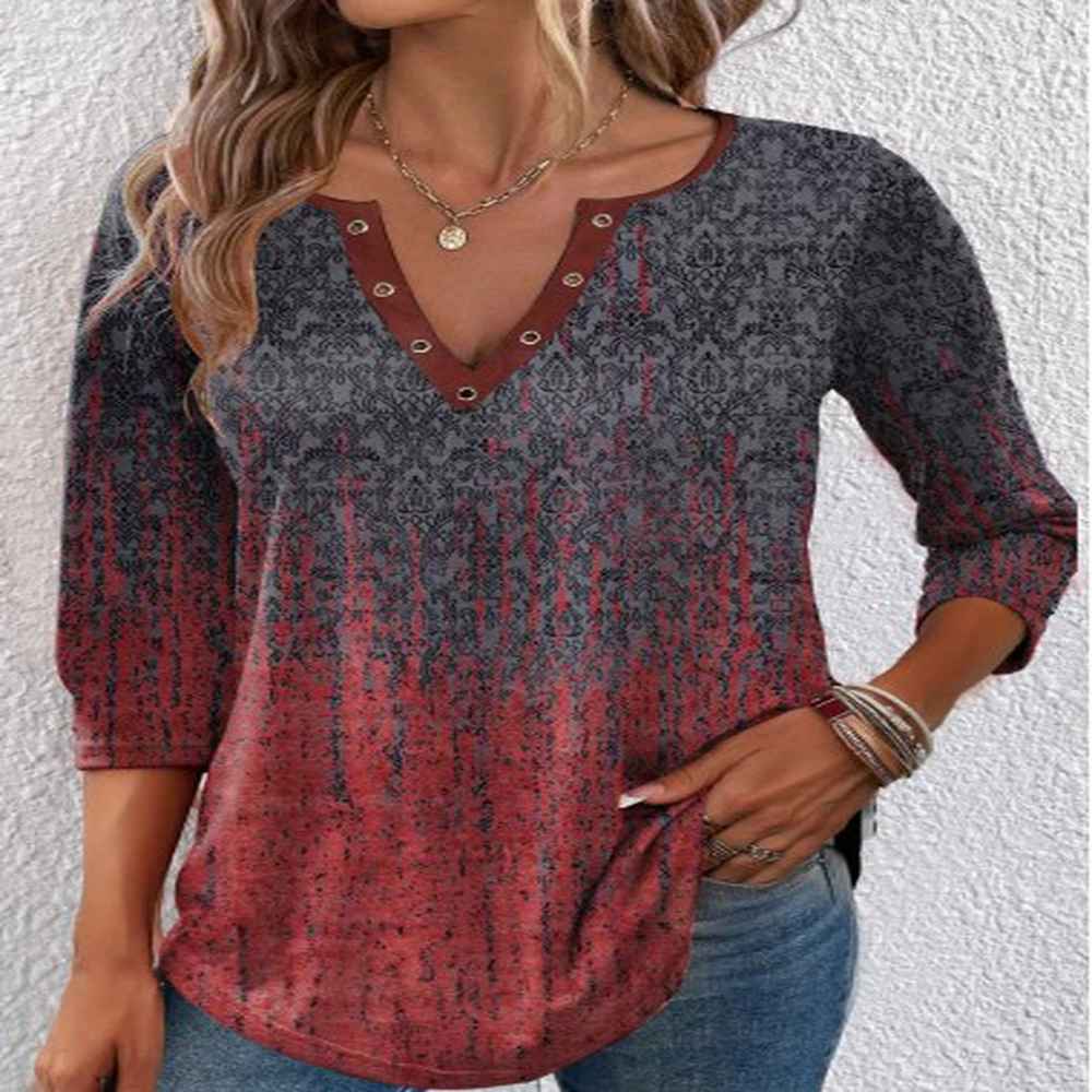 modlily wine red eyelet ombre sleeve t shirt