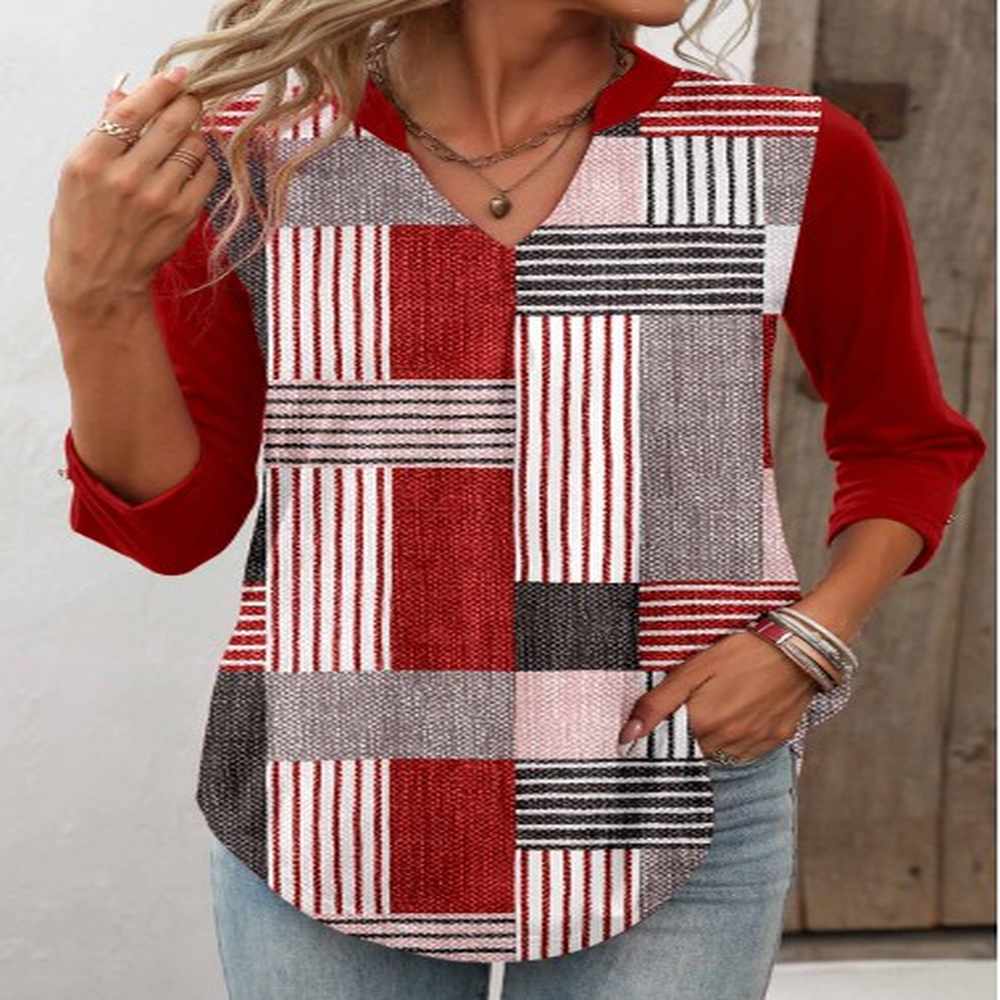 modlily wine red geometric print t shirt m