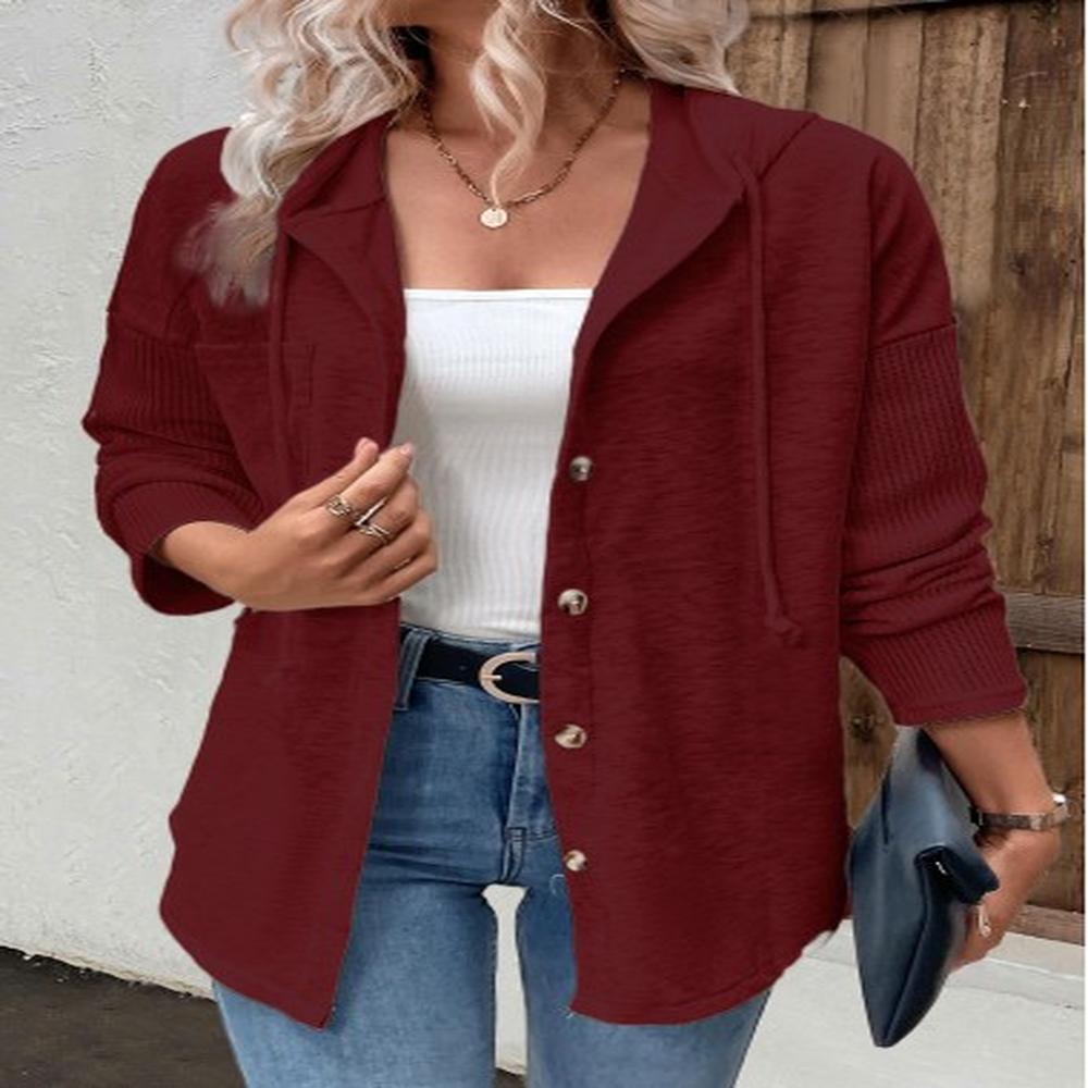 modlily wine red patchwork long sleeve hoodie s