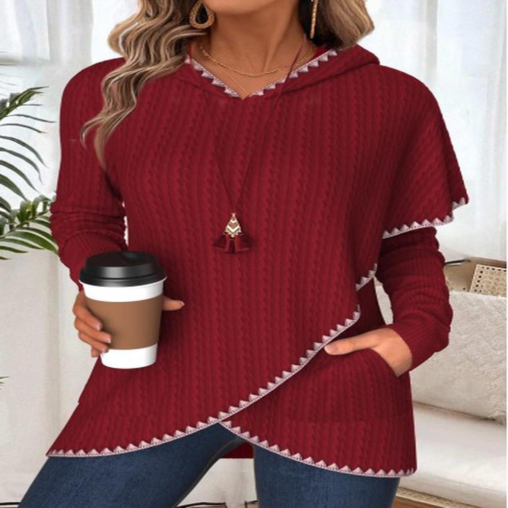modlily wine red tummy coverage long sleeve hoodie xl
