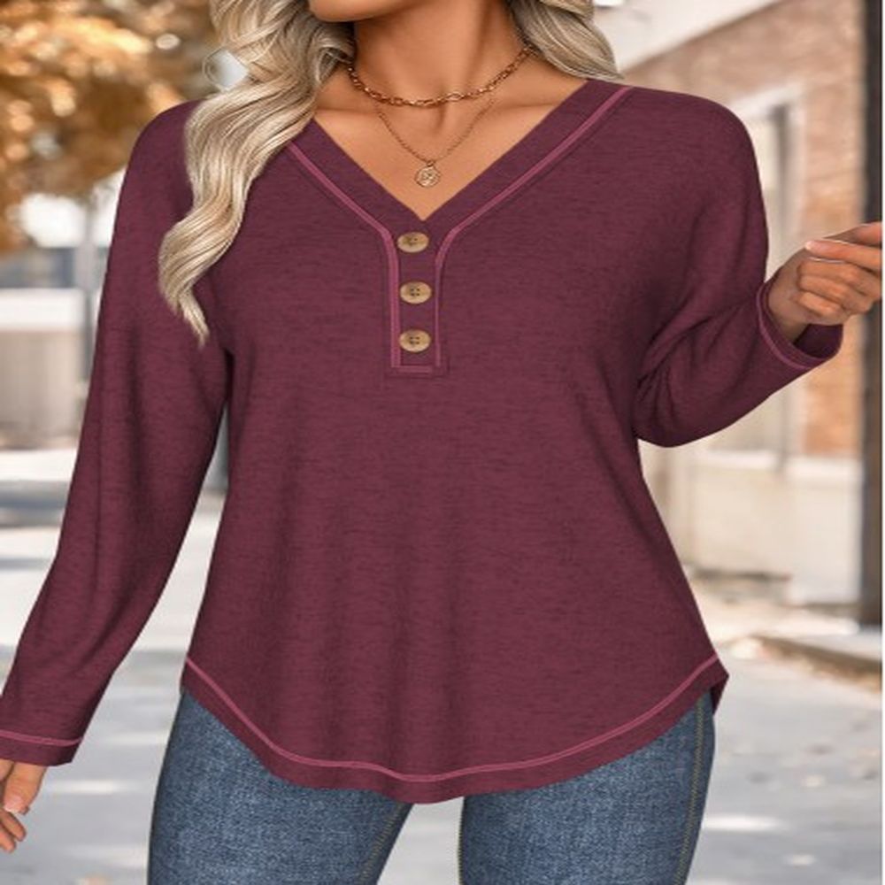 modlily wine red tummy coverage long sleeve t shirt