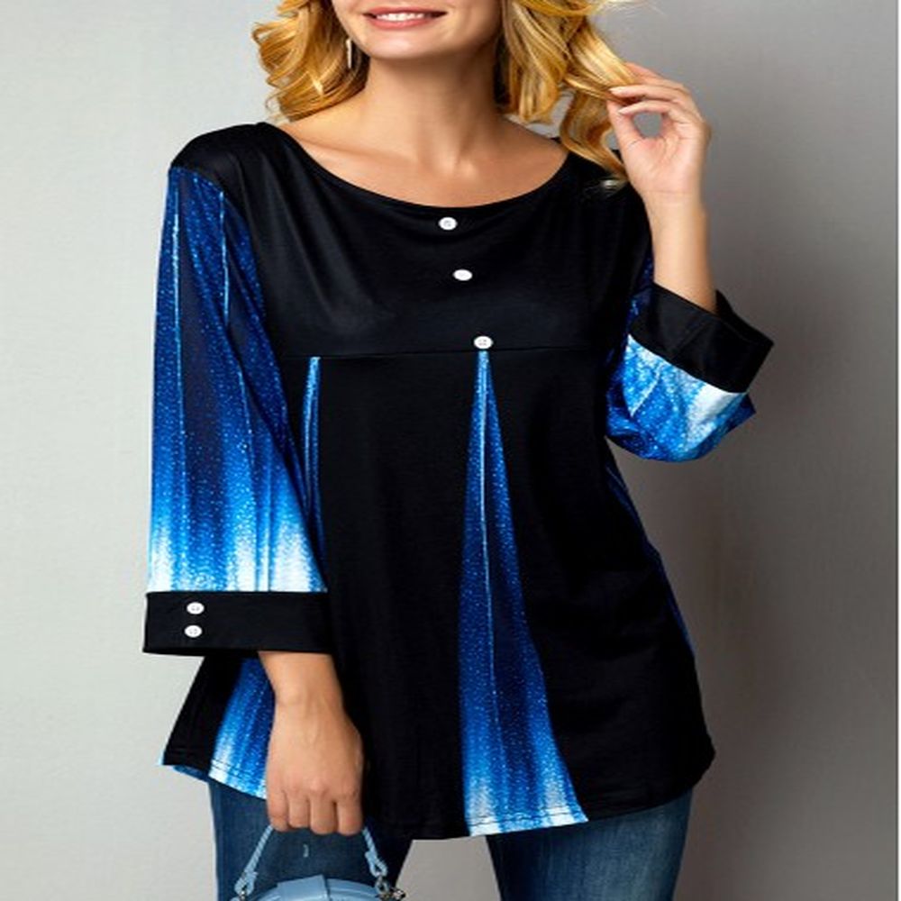 modlily womenaposs button up blue and black ombre casual tunic